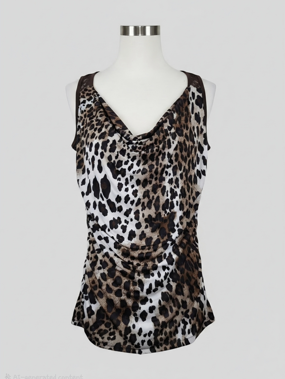 A. Byer Leopard Print Cowl Neck Tank in Brown and Black